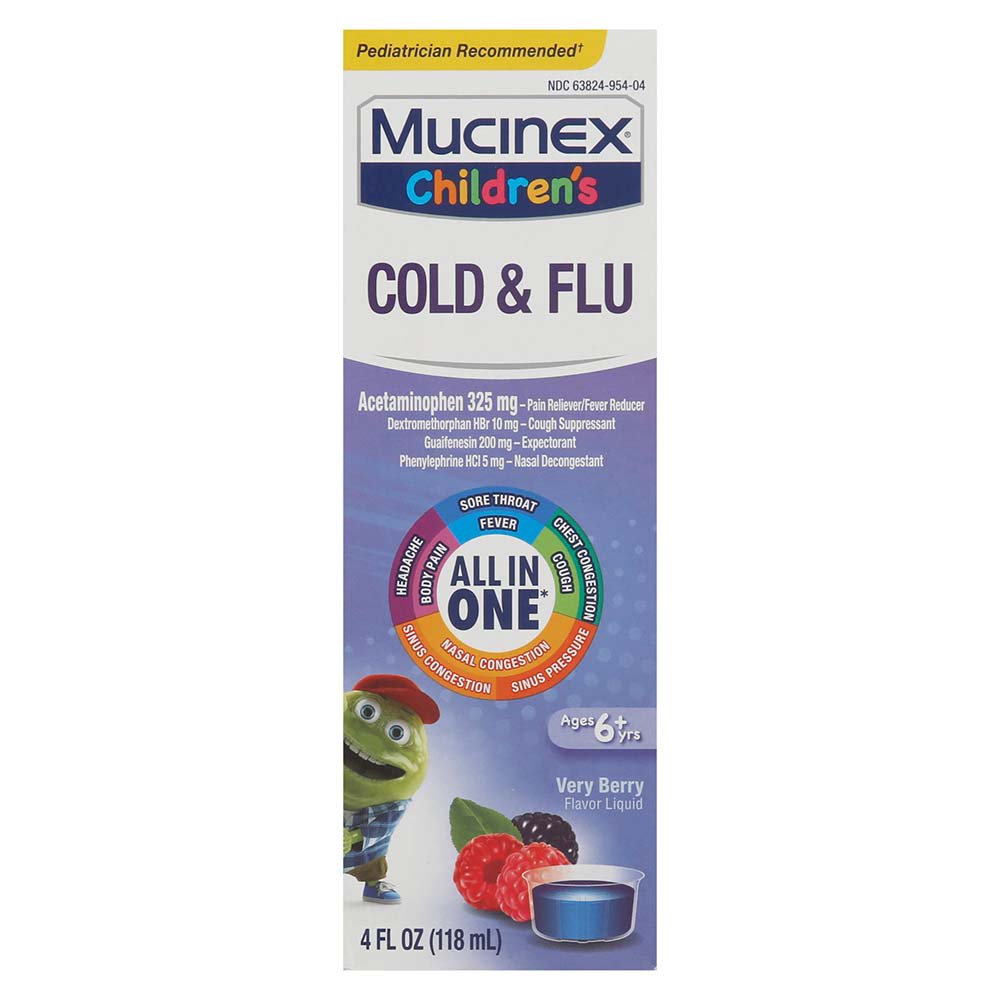 Mucinex Children S Cold Cough And Sore Throat Mixed Berry Flavor Liquid Shop Cough Cold Flu At H E B