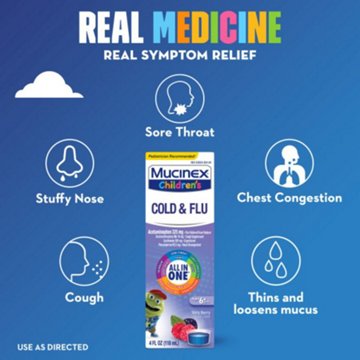 Mucinex Children’s Cold & Flu Multi-Symptom Relief, Very Berry Flavor