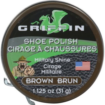 Griffin Military Shine Shoe Polish - Brown, 1.125 oz
