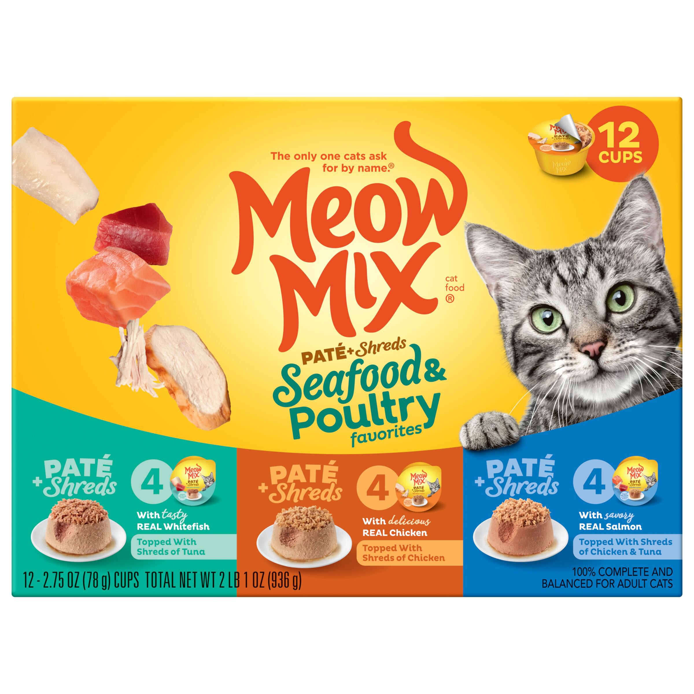 Meow Mix Pate Toppers Seafood & Poultry Wet Cat Food Variety Pack