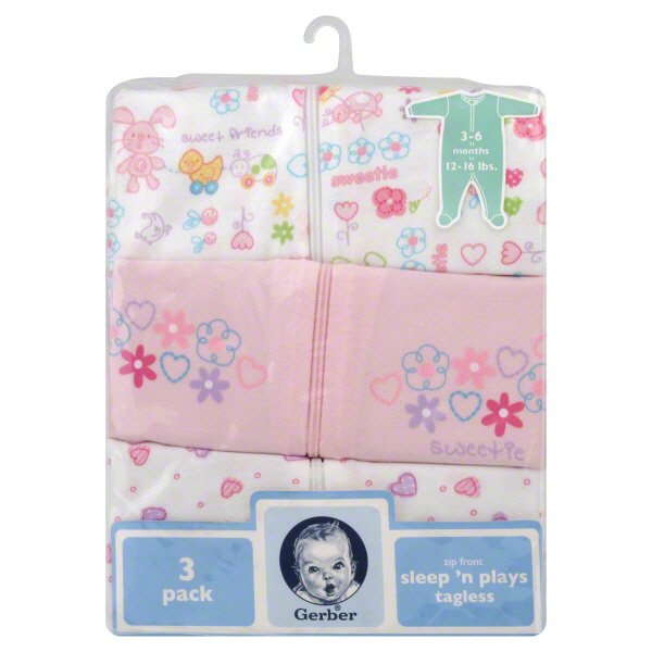 Gerber ZipFront Girls Sleep N' Play, 36 Months Shop Gerber Zip