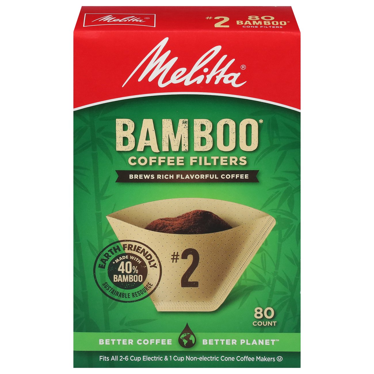 MELITTA Bamboo No.2 Cone Coffee Filters Shop Coffee Filters at HEB