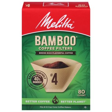Melitta Bamboo No.4 Cone Coffee Filters, 80 ct