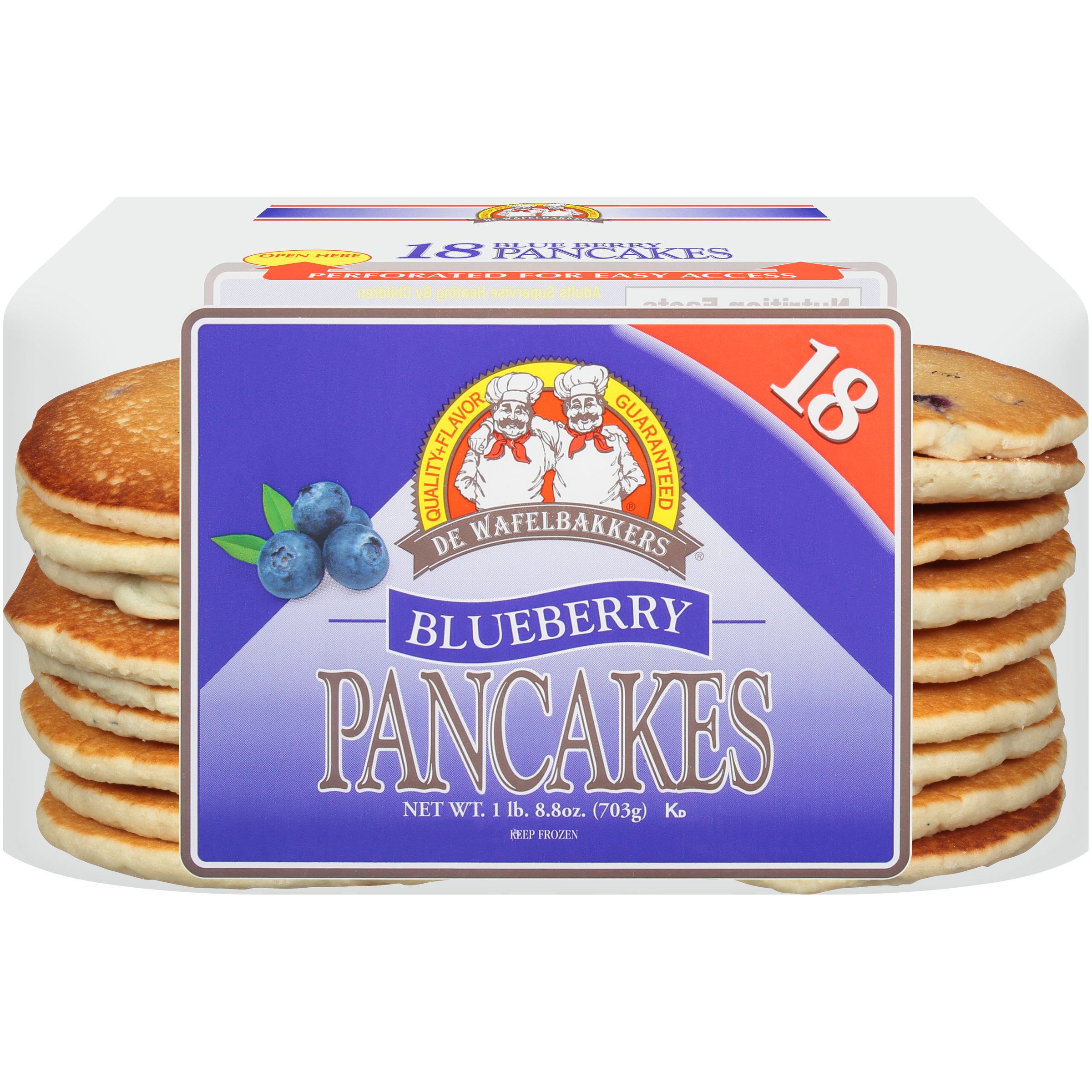 De Wafelbakkers Frozen Pancakes - Blueberry, 18 ct