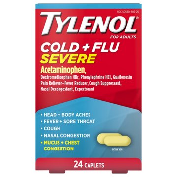 Tylenol Cold Flu Severe Caplets for Multi-Symptom Relief