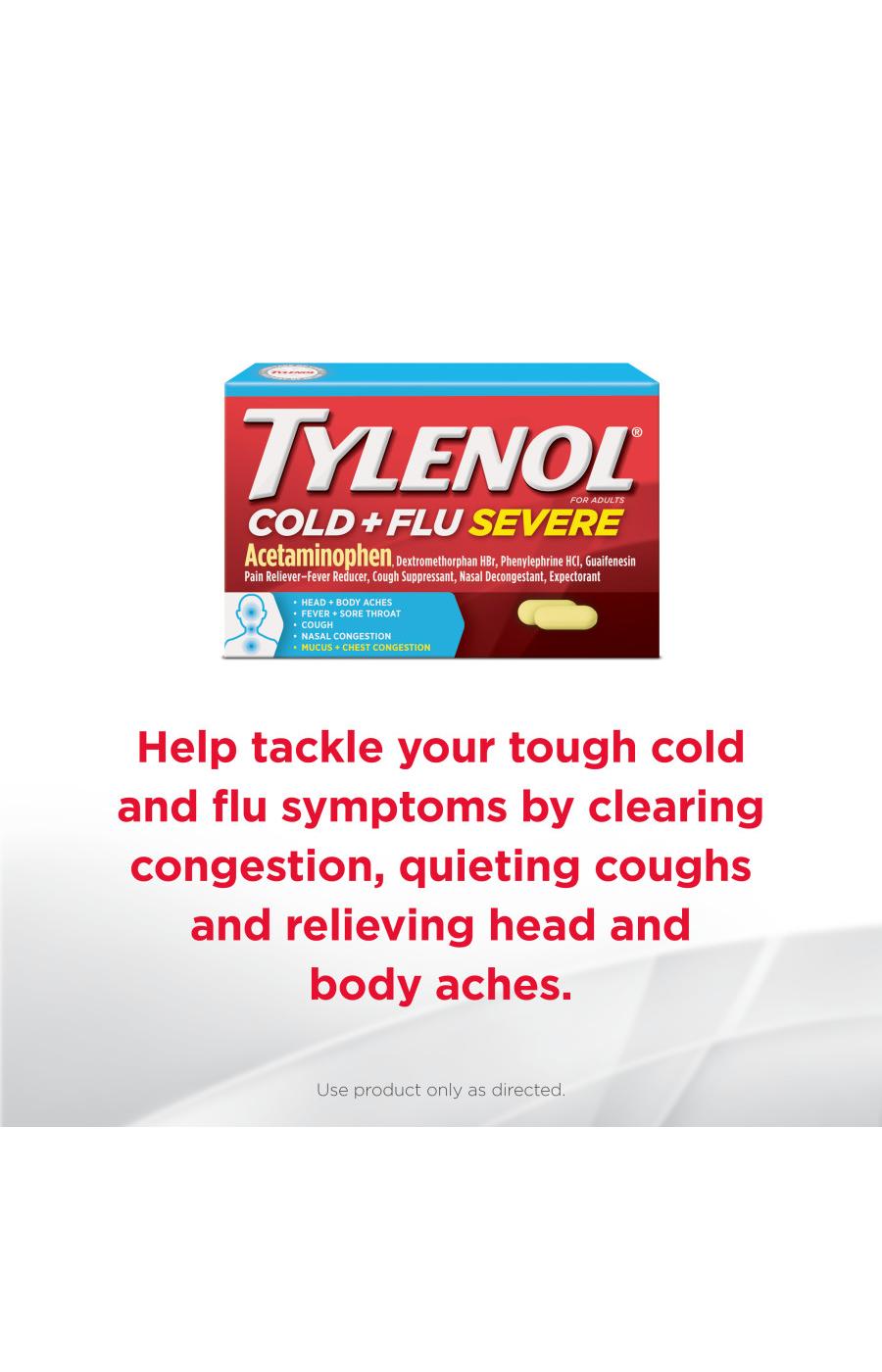 Tylenol Cold Flu Severe Caplets for Multi-Symptom Relief; image 4 of 8