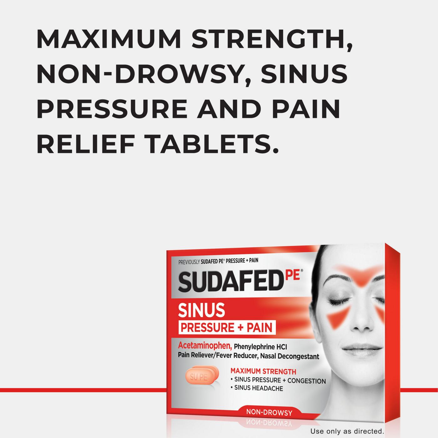 Sudafed PE Sinus Pressure + Pain Tablets - Shop Sinus \u0026 allergy at H-E-B, image size:1400x1400