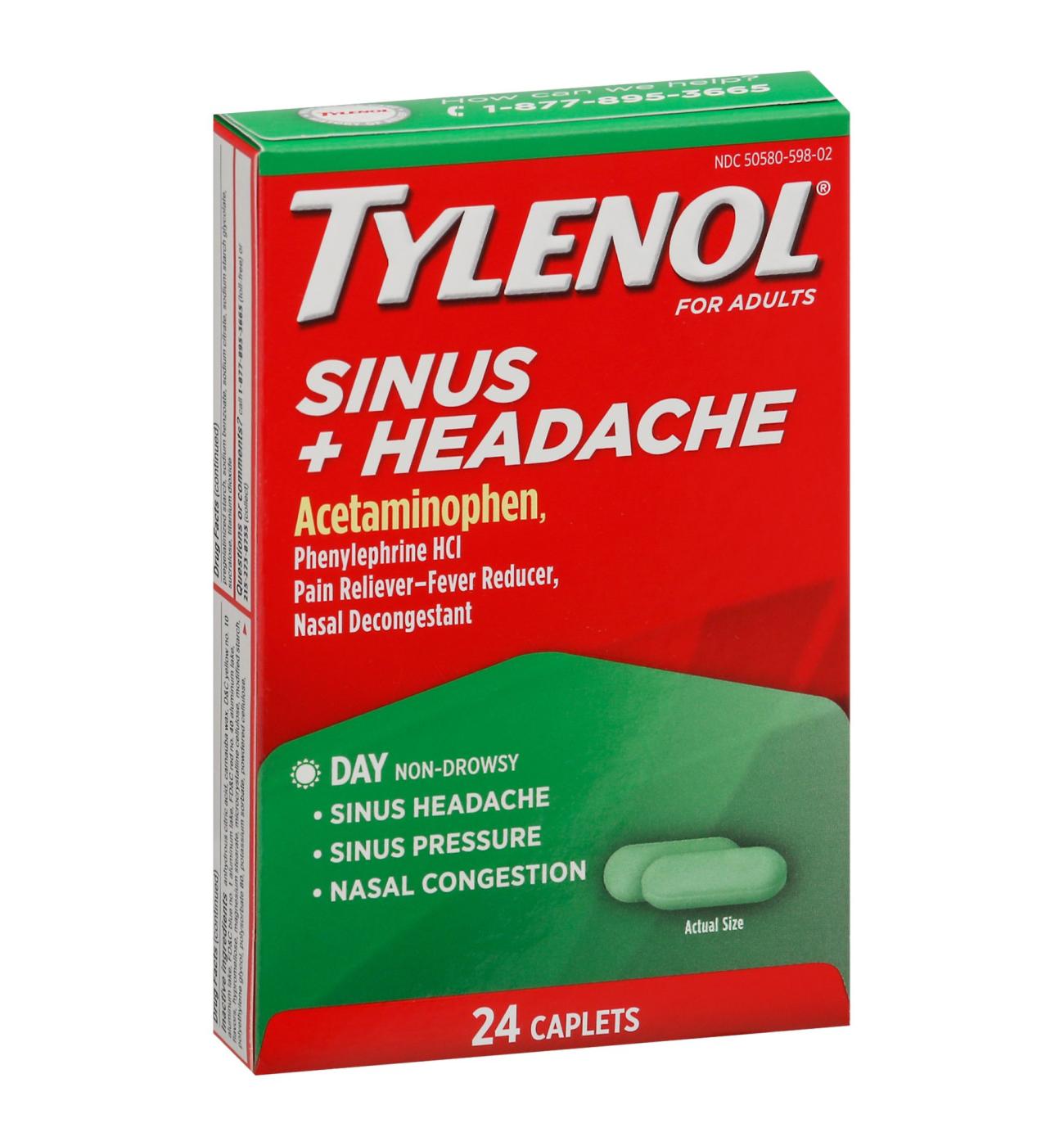 Tylenol Sinus + Headache, Daytime Caplets; image 1 of 7