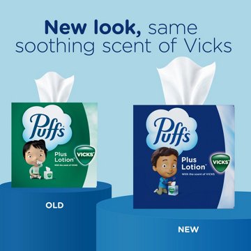 Puffs Plus Lotion with Scent of Vicks Facial Tissues, 48 ct