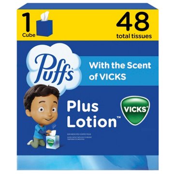 Puffs Plus Lotion with Scent of Vicks Facial Tissues, 48 ct