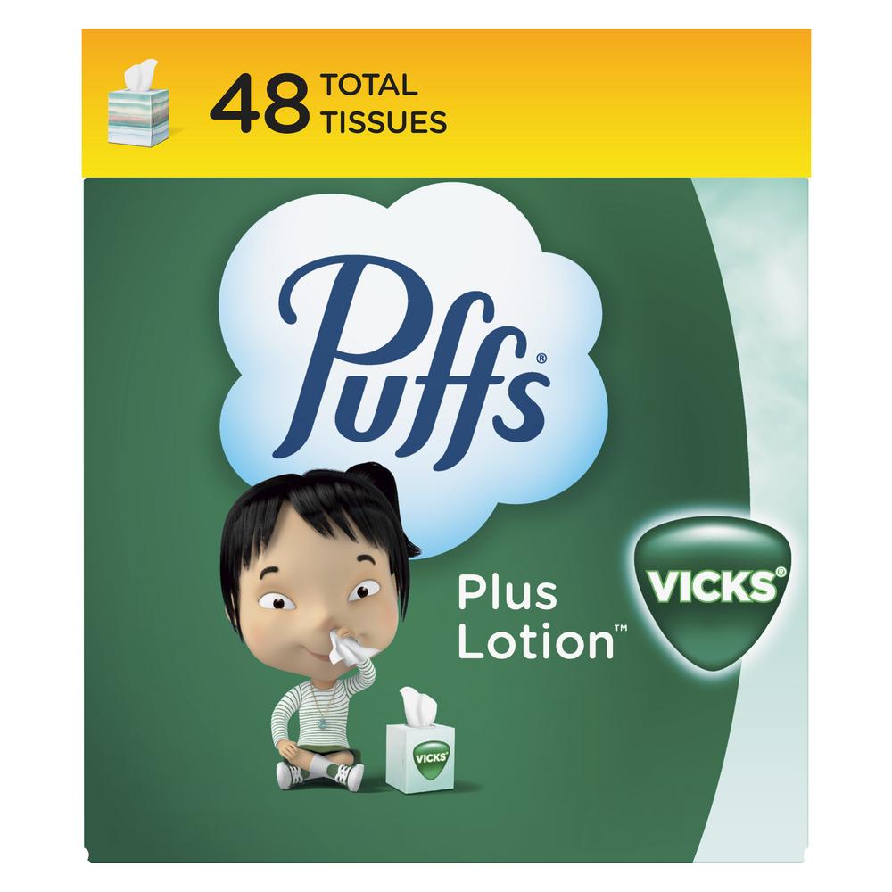 Puffs Plus Lotion with Scent of Vicks Facial Tissues; image 2 of 9