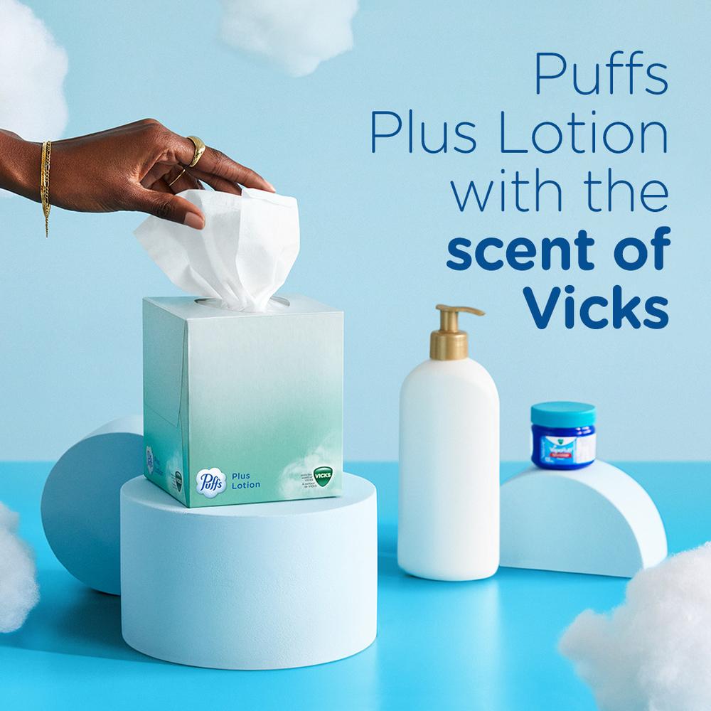 Puffs Plus Lotion with Scent of Vicks Facial Tissues; image 5 of 9
