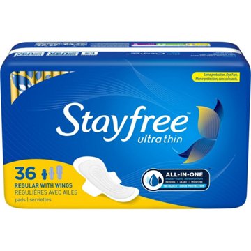 Stayfree Ultra Thin Regular Pads with Wings, 36 ct