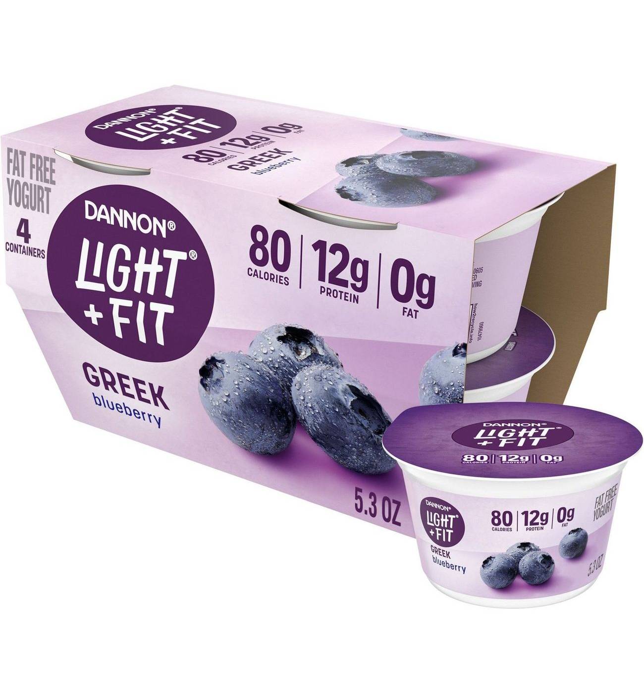 Light + Fit Nonfat Greek Yogurt 4 pk - Blueberry; image 1 of 10