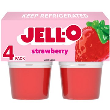 Jell-O Ready To Eat Strawberry Gelatin, 4 ct