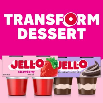 Jell-O Ready To Eat Strawberry Gelatin, 4 ct