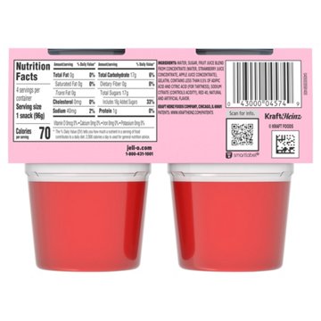 Jell-O Ready To Eat Strawberry Gelatin, 4 ct