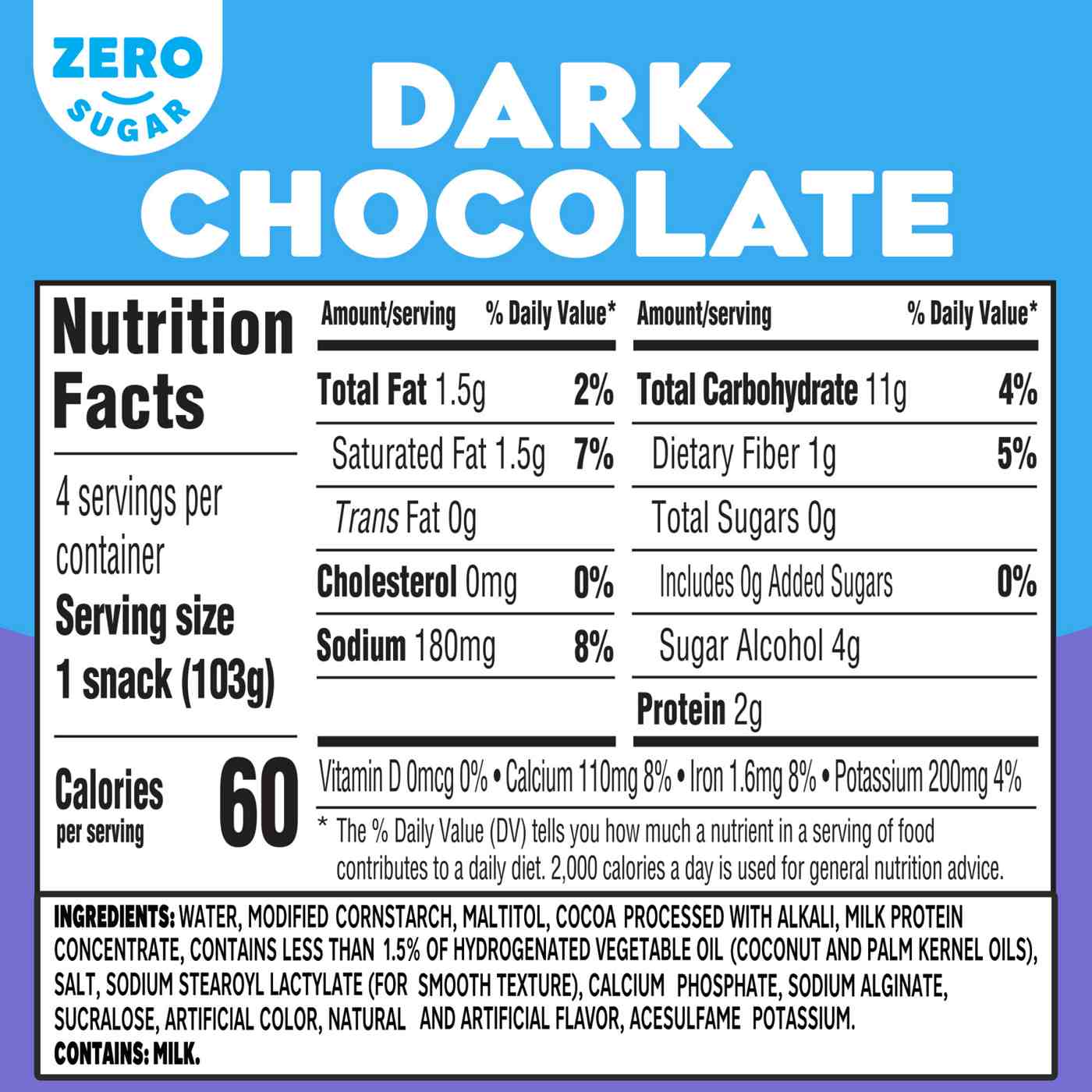 Jell-O Zero Sugar Dark Chocolate Pudding Snacks; image 4 of 9