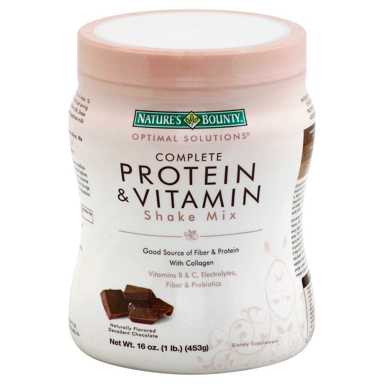 Complete Plant Protein & Vitamin Shake Mix by Nature's Bounty  Optimal Solutions, with Fiber and Probiotics, Plant Based, Decadent  Chocolate, 13 Oz : Health & Household