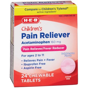H-E-B Children's Pain Reliever Bubble Gum Flavor, 24 ct