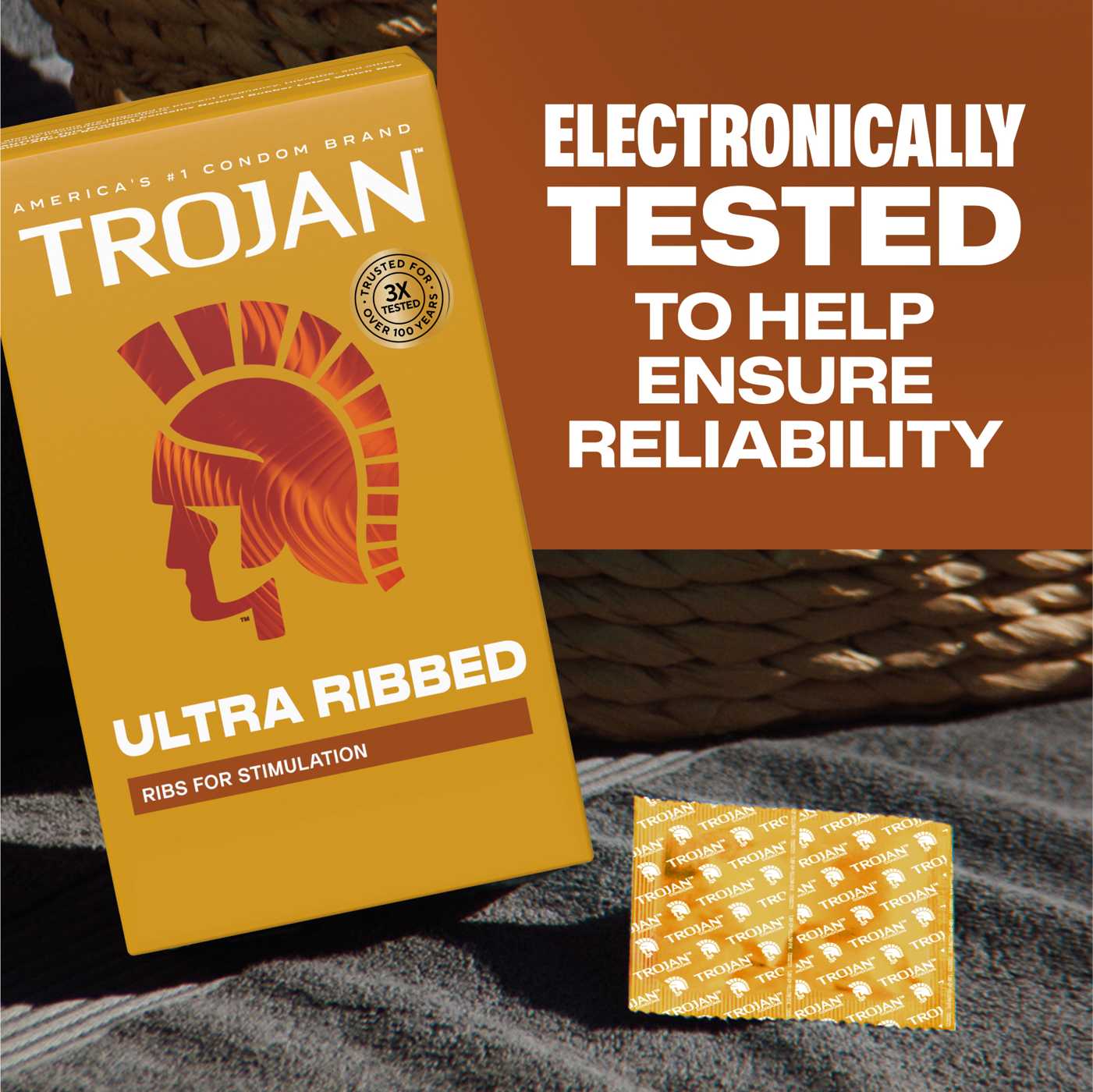 Trojan Ultra Ribbed Lubricated Condoms; image 5 of 9