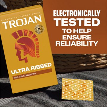 Trojan Ultra Ribbed Lubricated Condoms, 36 ct