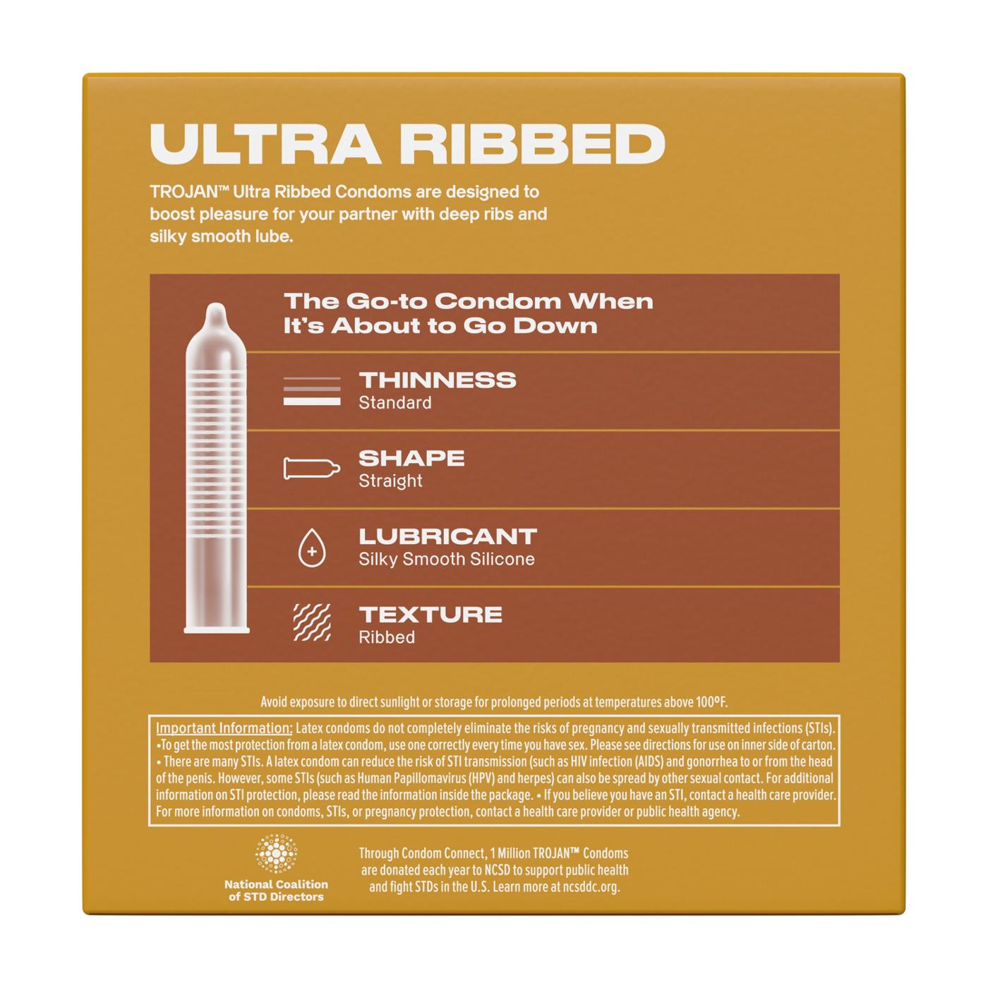 Trojan Ultra Ribbed Lubricated Condoms; image 6 of 9