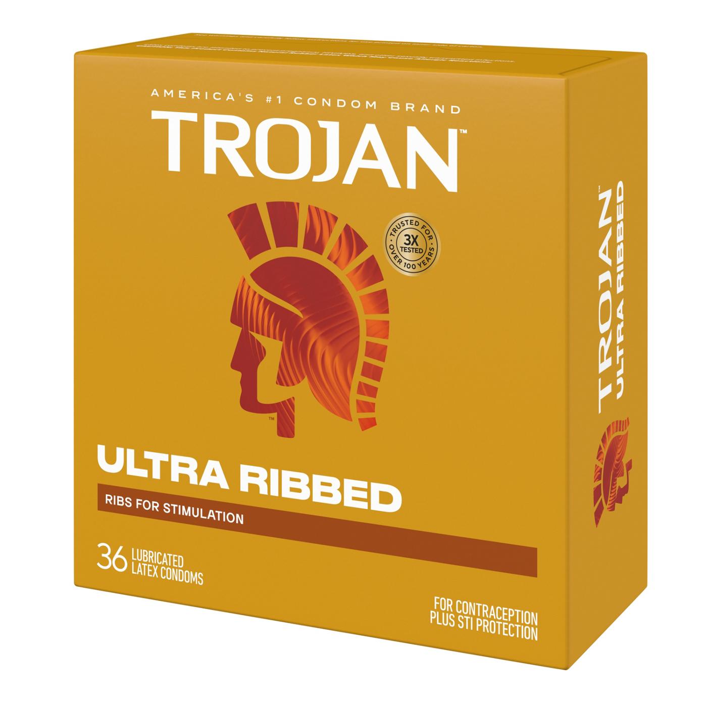 Trojan Ultra Ribbed Lubricated Condoms; image 7 of 9