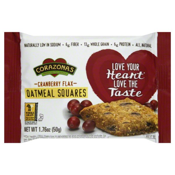 Corazonas Cranberry Flax Oatmeal Squares Shop Granola & Snack Bars at