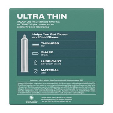 Trojan Ultra Thin Lubricated Condoms, 36 ct