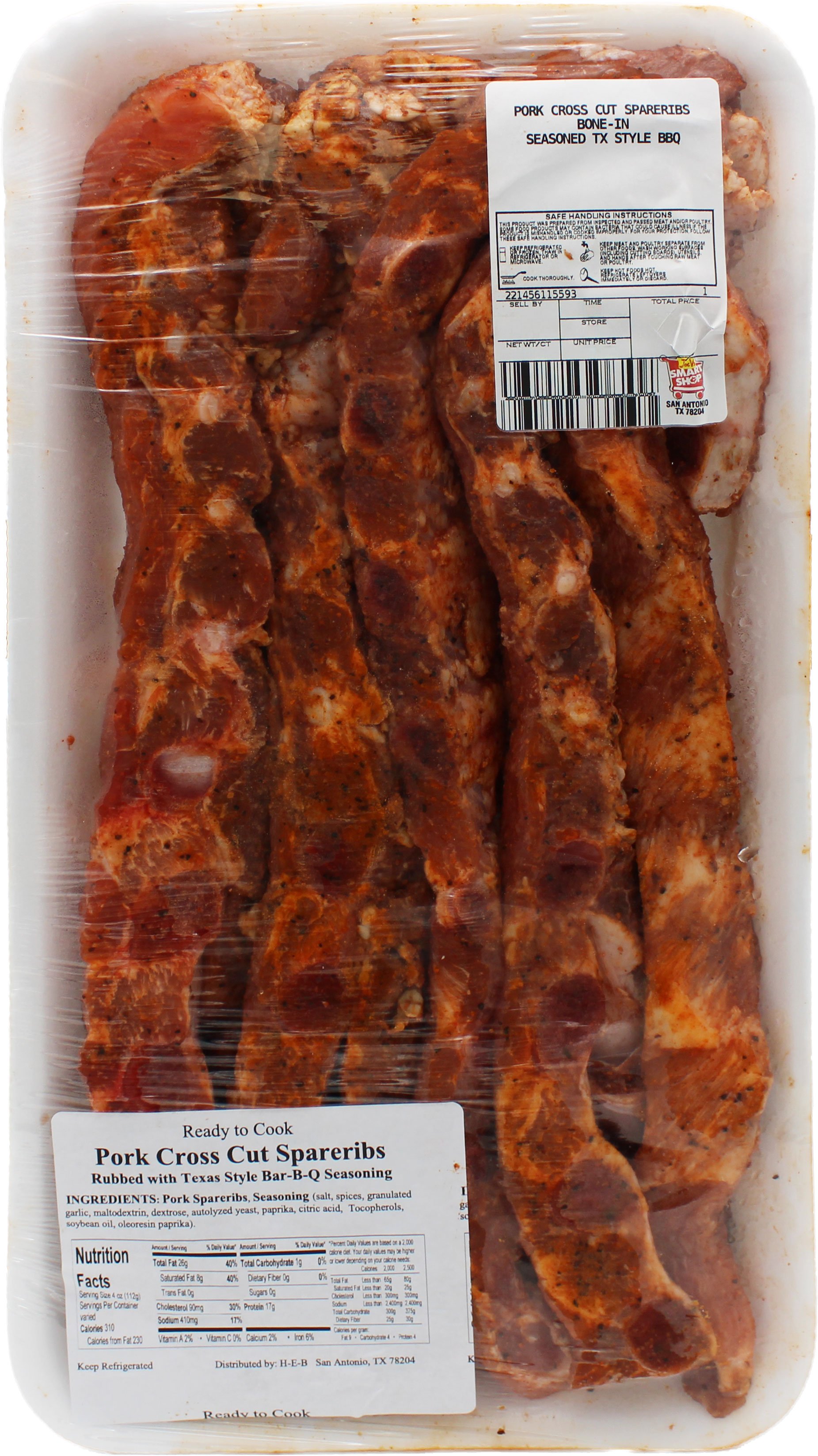 H-E-B Texas Style BBQ Seasoned Pork Cross Cut Spareribs | Low Prices ...