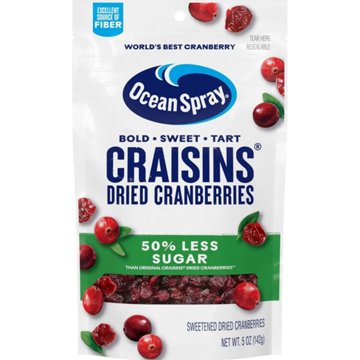 Ocean Spray Craisins 50% Less Sugar Dried Cranberries, 5 oz