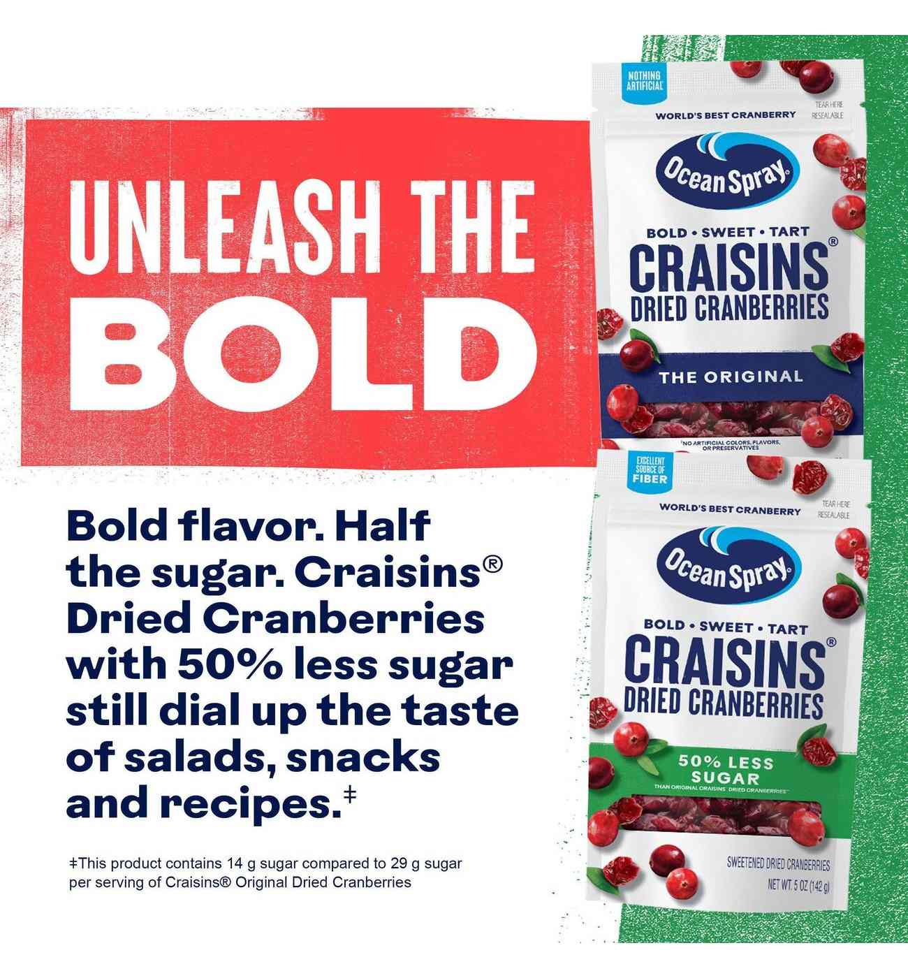 Ocean Spray Craisins 50% Less Sugar Dried Cranberries; image 2 of 7