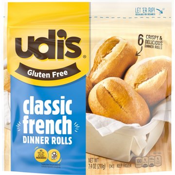 Udi's Gluten Free Classic French Dinner Rolls, 6 ct