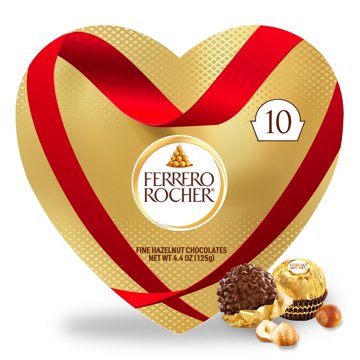 Ferrero Rocher Fine Hazelnut Chocolates Valentine's Heart Gift Box, 10 pc