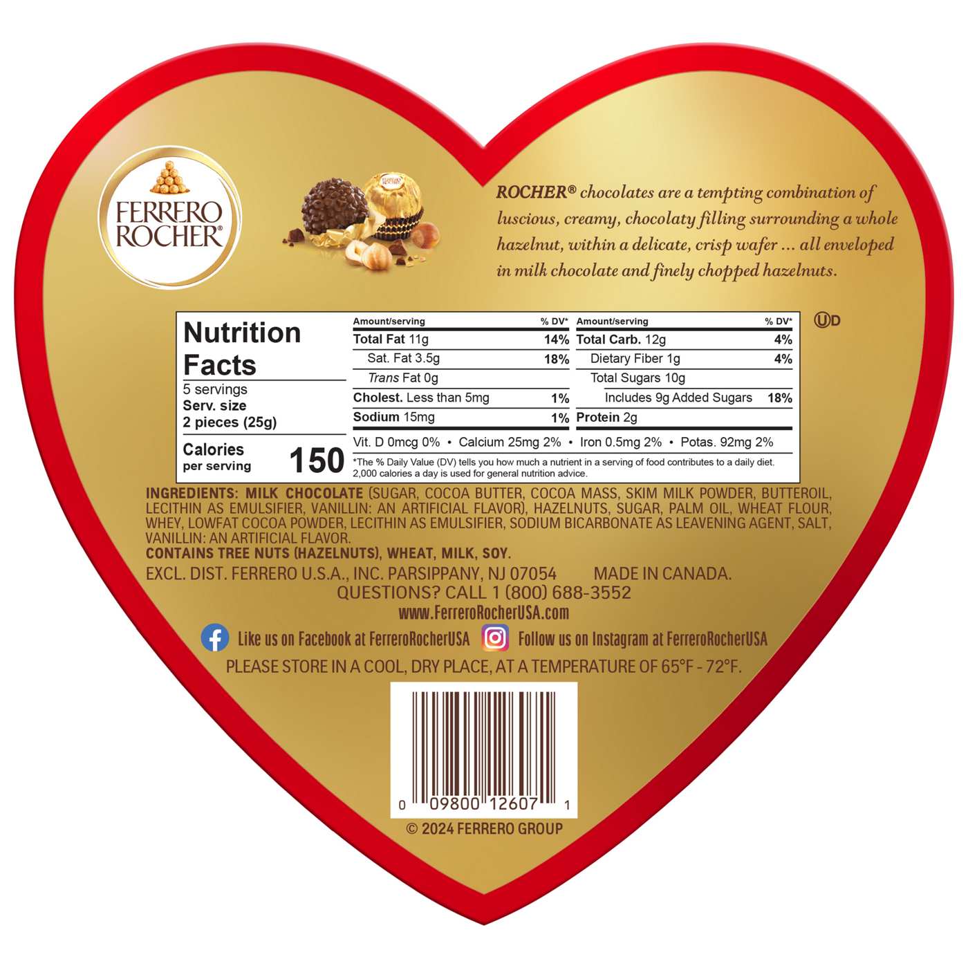 Ferrero Rocher Fine Hazelnut Chocolates Valentine's Heart Gift Box, 10 pc; image 7 of 7