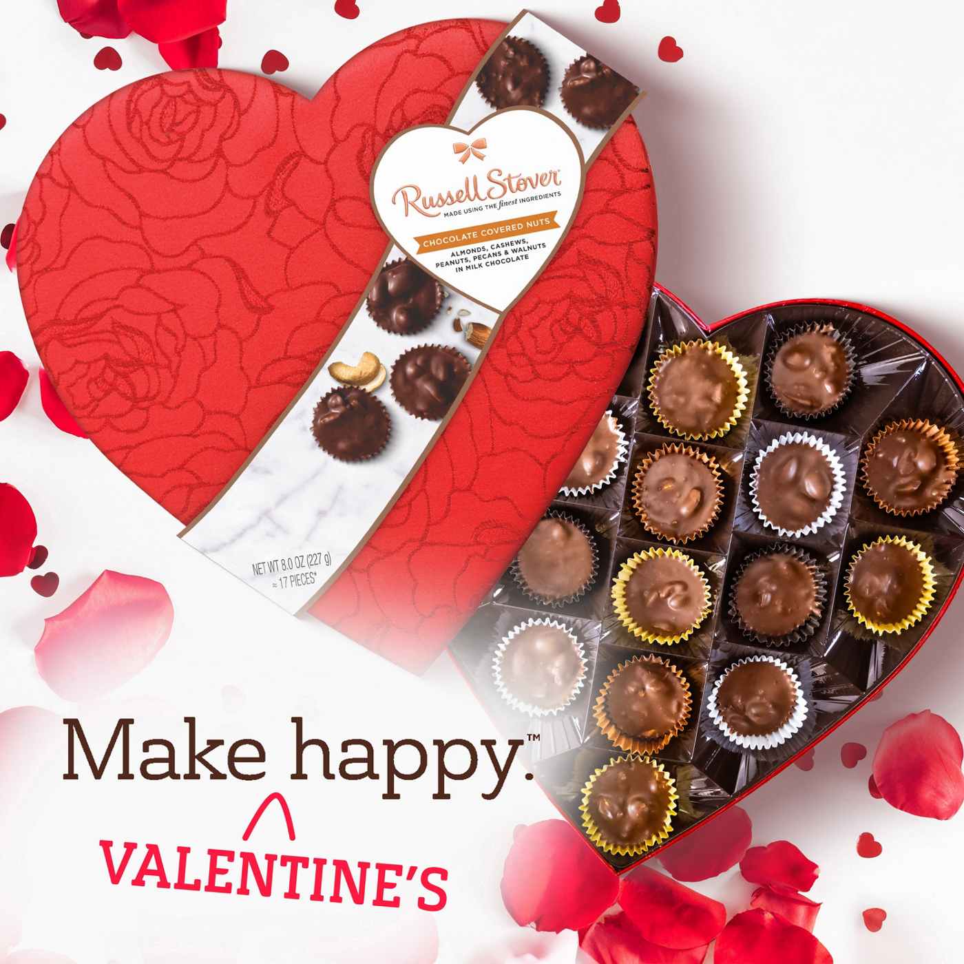 Russell Stover Assorted Chocolate Covered Nuts Valentine's Heart Gift Box, 17 pc; image 7 of 7