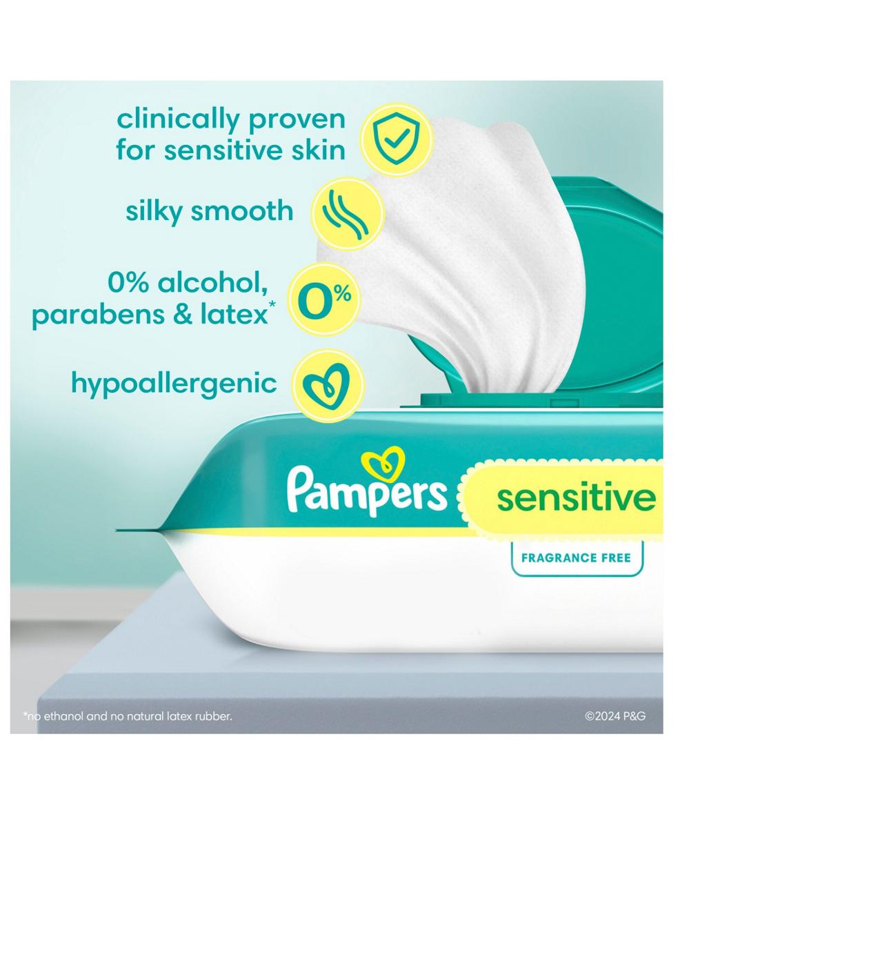 Pampers Sensitive Skin Baby Wipes Refills 2 pk; image 2 of 10