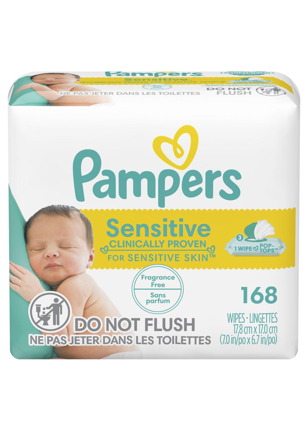 Pampers Sensitive Skin Baby Wipes Refills 3 Pk; image 1 of 9