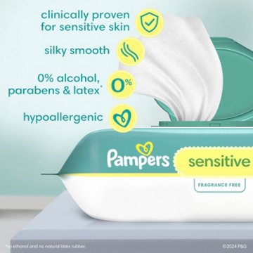 Pampers Sensitive Skin Baby Wipes Refills 2 pk, 168 ct