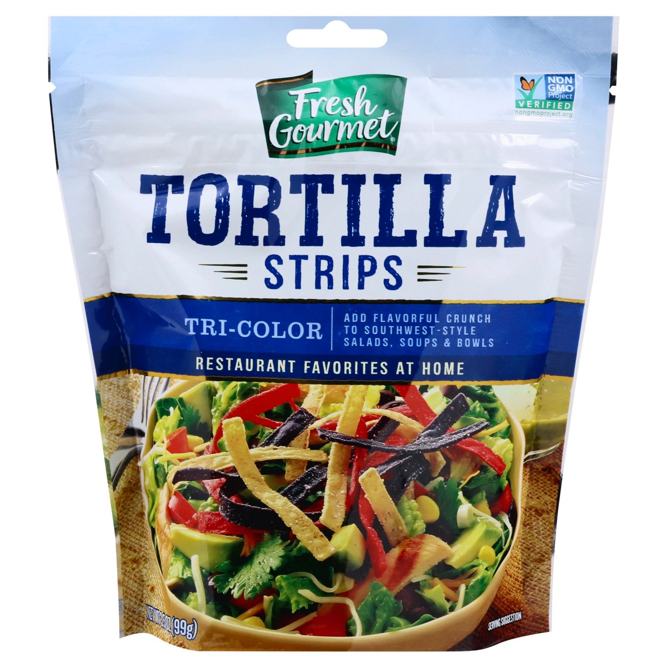 Fresh Gourmet Tri Color Tortilla Strips Shop Dressing Oil Vinegar At H E B