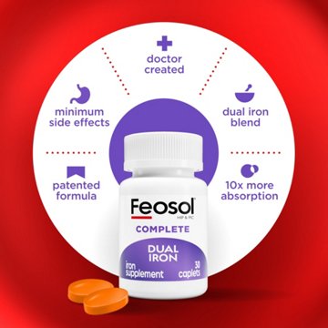 Feosol Complete Bifera Iron Caplets, 30 Caplets, 30 ct