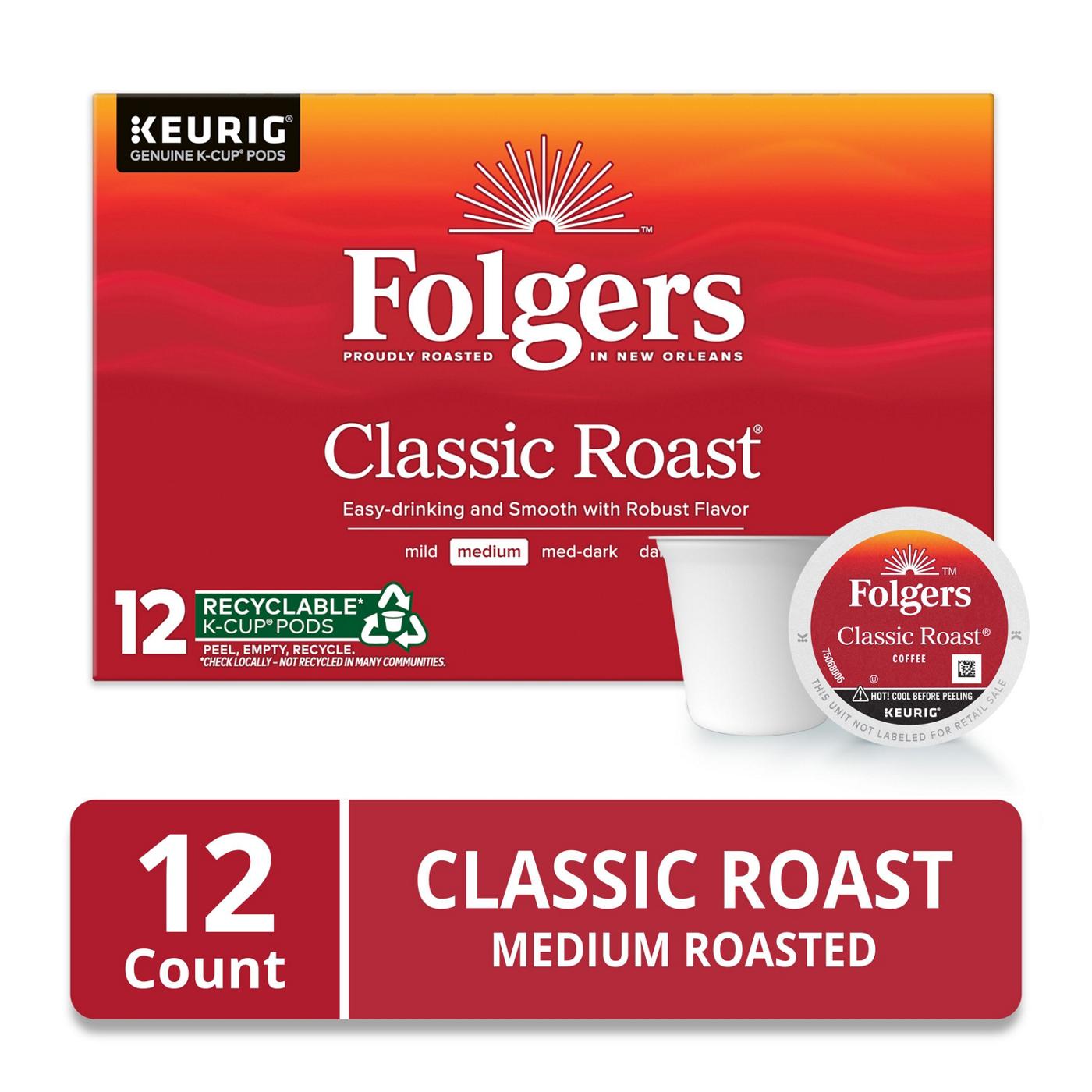 Folgers Classic Roast Medium Roast Single Serve Coffee K Cups; image 4 of 7