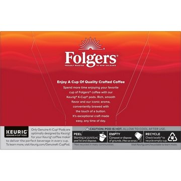 Folgers Classic Roast Medium Roast Single Serve Coffee K Cups, 10 ct