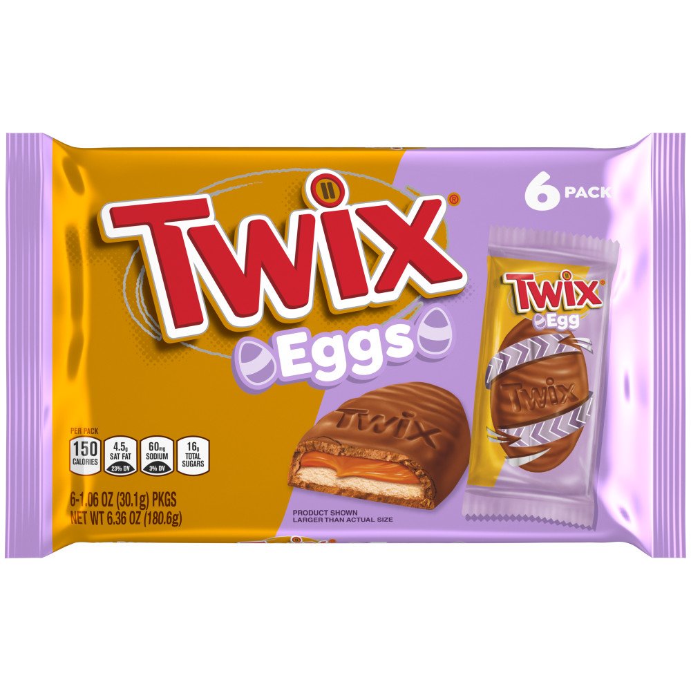 Twix Easter Caramel Singles Size Chocolate Cookie Bar Candy Eggs 6 ...