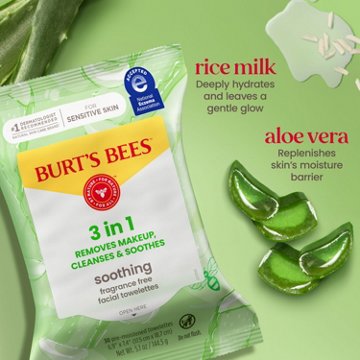 Burt's Bees Soothing Facial Towelettes - Fragrance Free, 30 ct