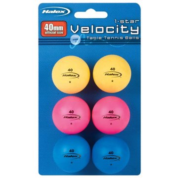 Halex Velocity Table Tennis Balls, 40 mm, 6 ct