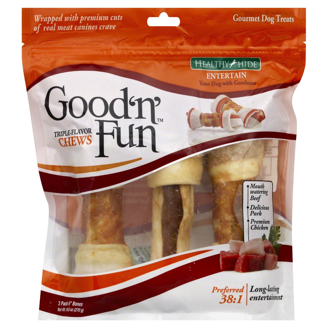 Healthy Hide Good 'n' Fun Triple Flavor Chews Bones Shop Dogs at HEB