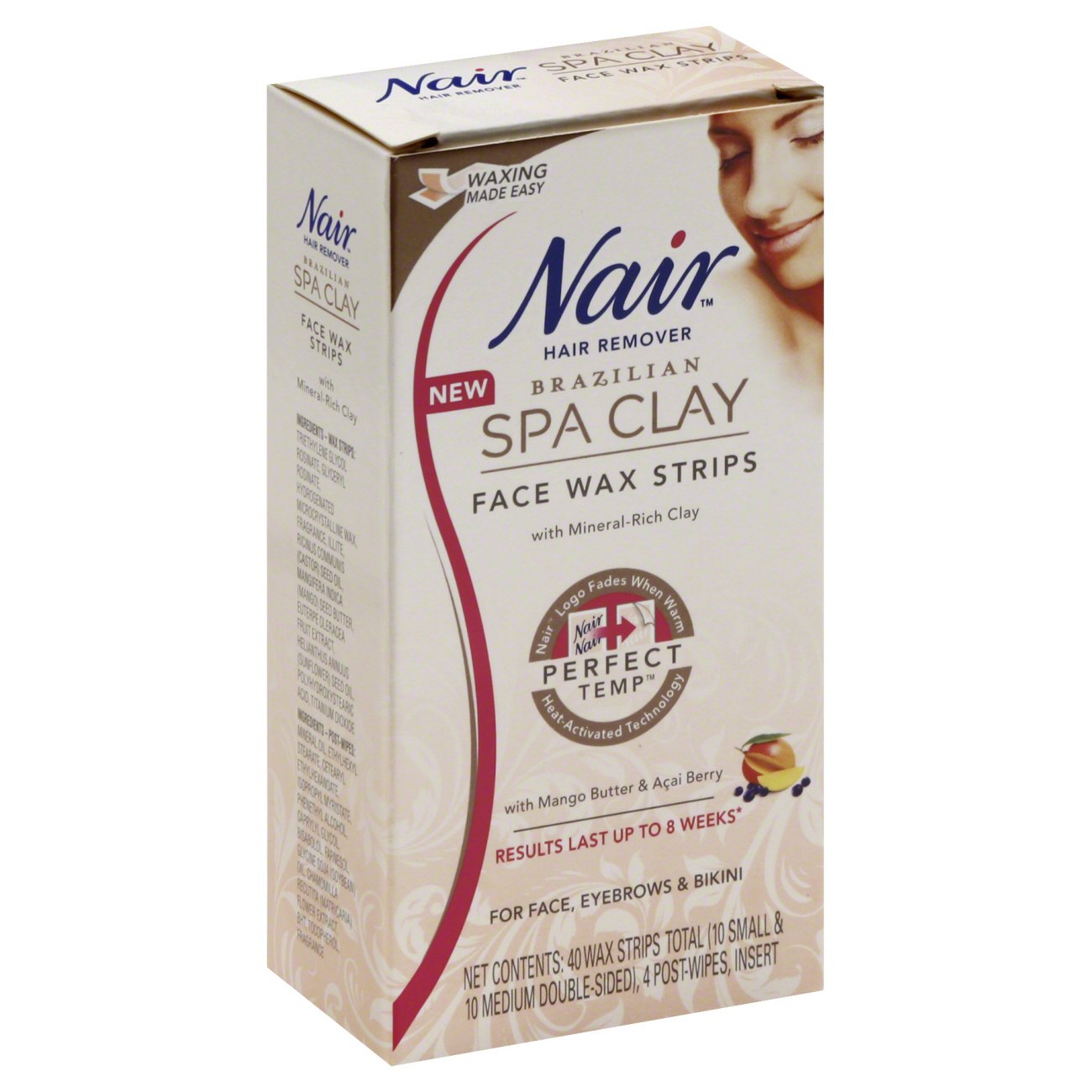 Nair Brazilian Spa Clay Face Wax Strips Hair Remover Shop