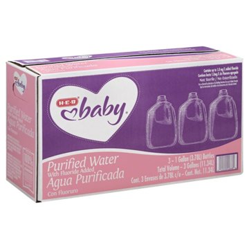 H-E-B Baby Fluoridated Purified Water 3 pk, 1 gal